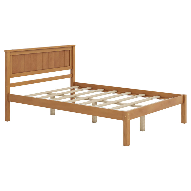 Chares Wood Platform Bed With Headboard, Espresso, Twin