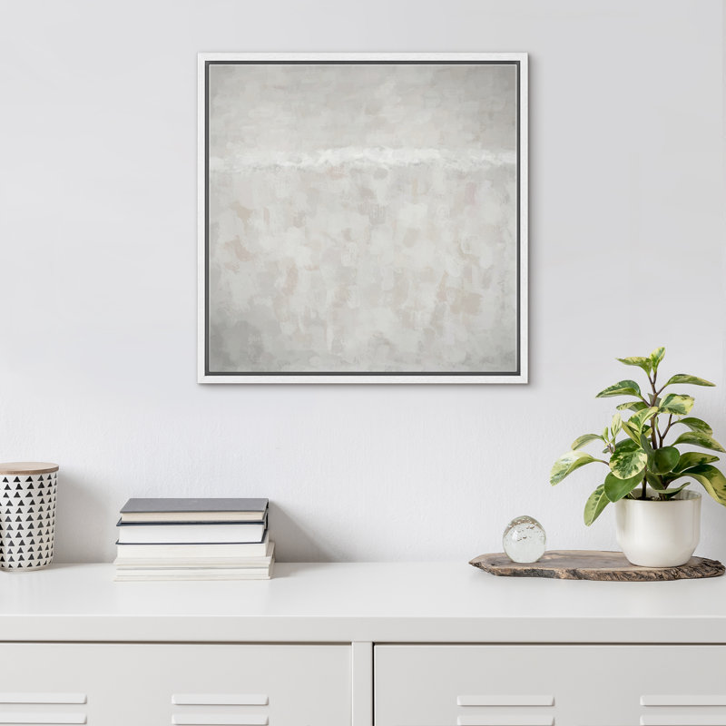 «Geometric Grey White Stripe Landscape Abstract Shapes Modern Art Décoration Contemporary Minimal», reproduction d'art sur toile