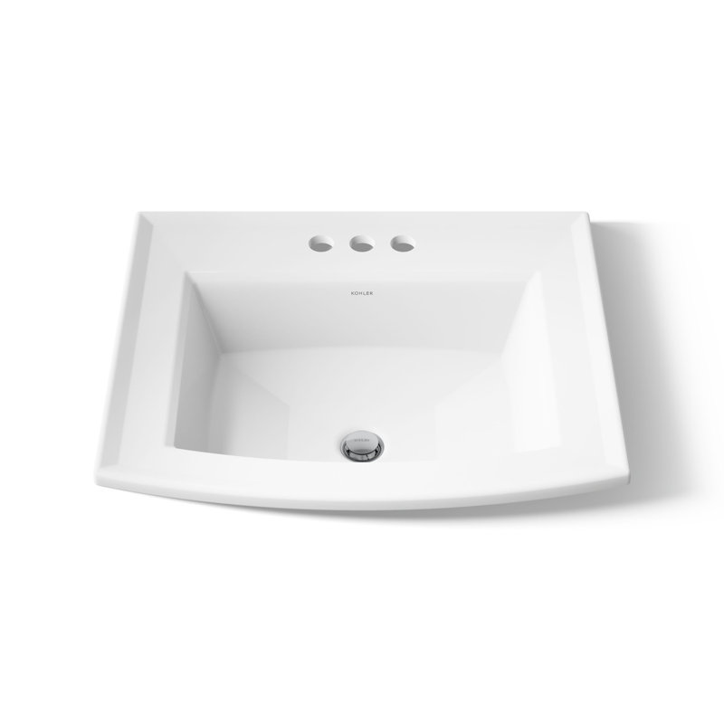 Archer Vitreous China Rectangular Drop-In Bathroom Sink with Overflow, White, 4'' Centers