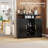 LED Wine Bar Cabinet with Power Outlet, Modern Coffee Bar & Sideboard Buffet with Wine Rack Storage-133492791