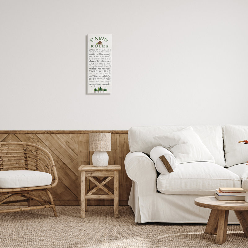 Toile «Fun Rustic Cabin Rules», design par Seven Trees Design, H 24 po x l 10 po