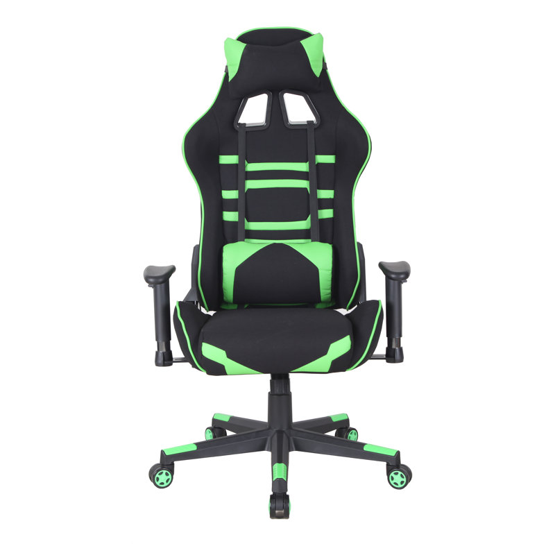 Fauteuil de jeu PC et de course, Vert/noir