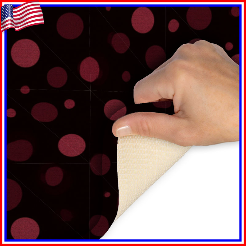 Motif de tapis de bain Polka, Simple - L 24 po x l 17 po, Motif à pois noirs