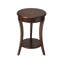 Table de bout ronde 26 "en bois brun foncé et bois avec tablette