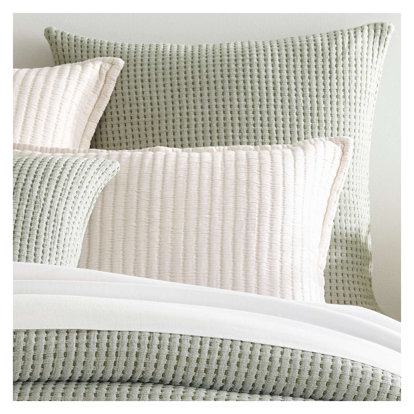 Pick Stitch Matelasse Sham, Euro, Evergreen