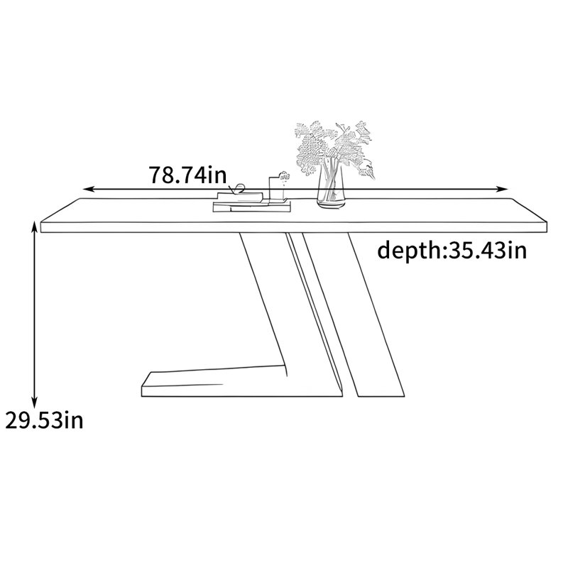 Table de salle à manger simple et moderne, H 29,53 po x L 78,74 po x l 35,43 po
