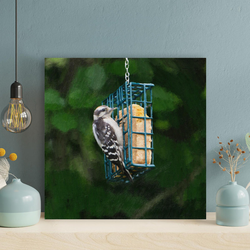 «Blue and White Bird On», reproduction d'art rectangulaire sur toile tendue, H 32 po x l 32 po x P 2 po