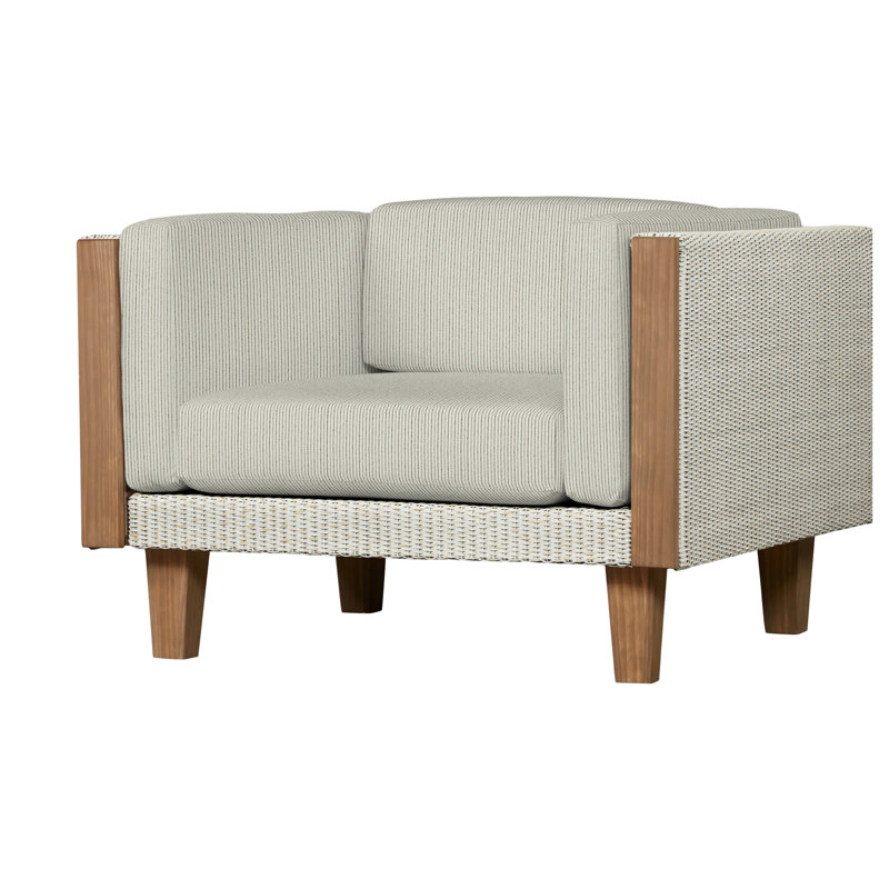 Catalina Outdoor Teak Lounge Chair, Demo Mist, Antique White