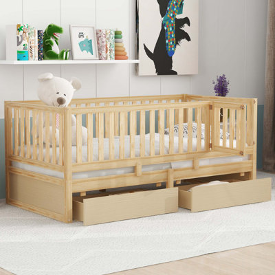 Twin Wood Daybed with Guardrails and Dual Functionality