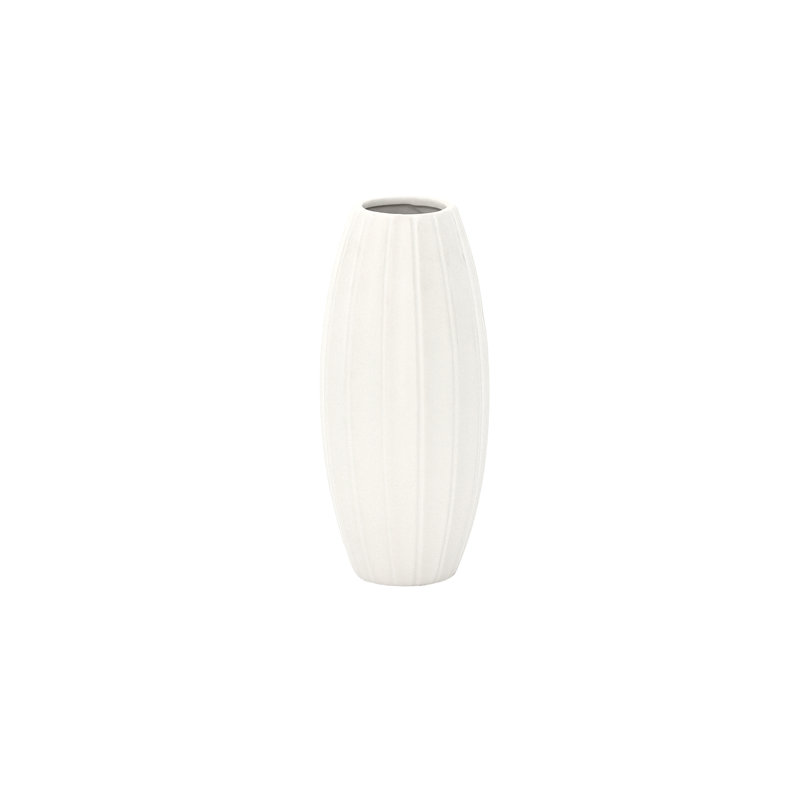 Vase cylindrique rond en céramique blanc mat