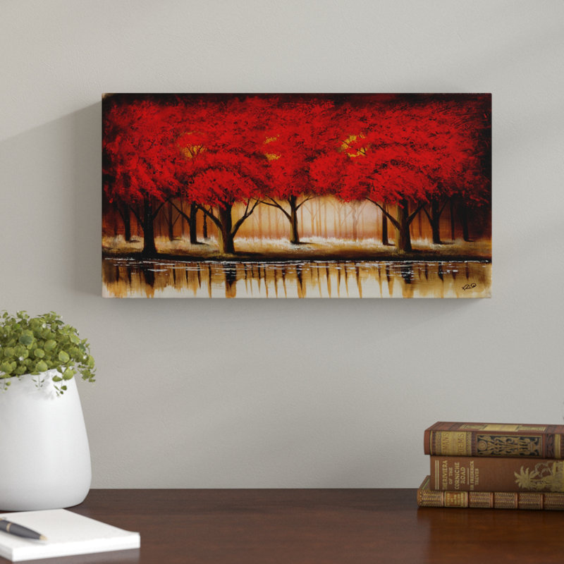 « Parade of Red Trees » par Rio - impression d'art graphique sur toile, H 10 po x l 19 po x P 2 po