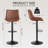 Adjustable Swivel Bar Stools, Counter Height Bar Stool with Footrest, Modern PU Leather Bar Chairs for Kitchen Island, Dining Room, Brown(Set of 2)-255861045-255861040