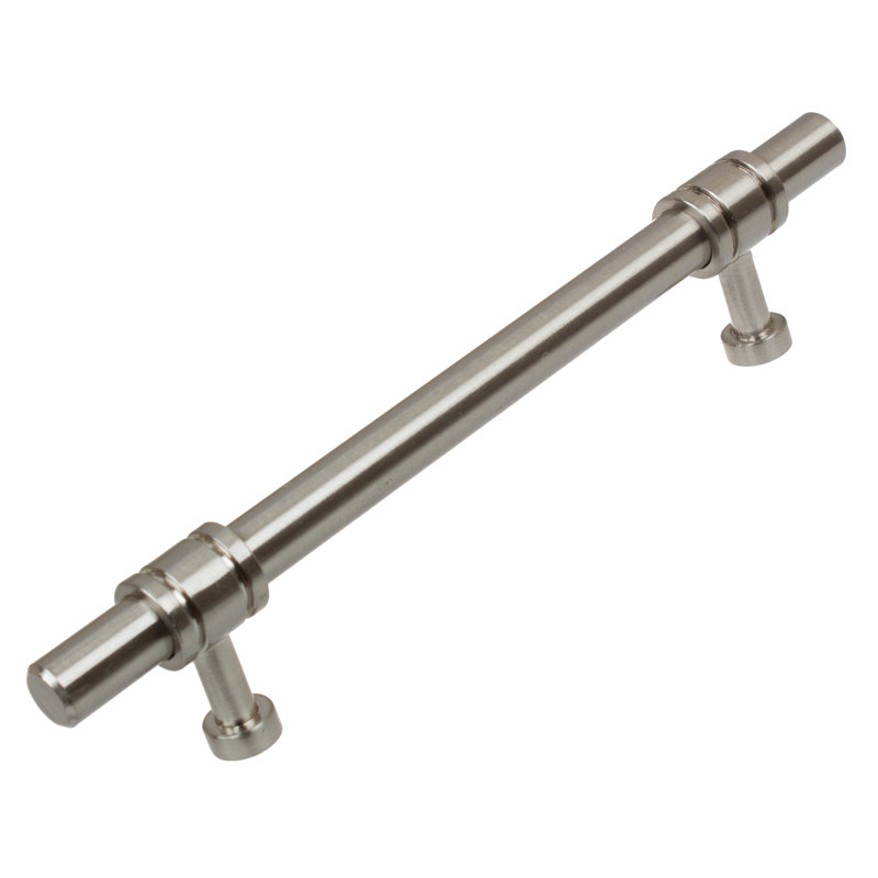 Centre to Centre Steel Barrel Ring Cabinet Bar Pull, Satin Nickel, 3.75"