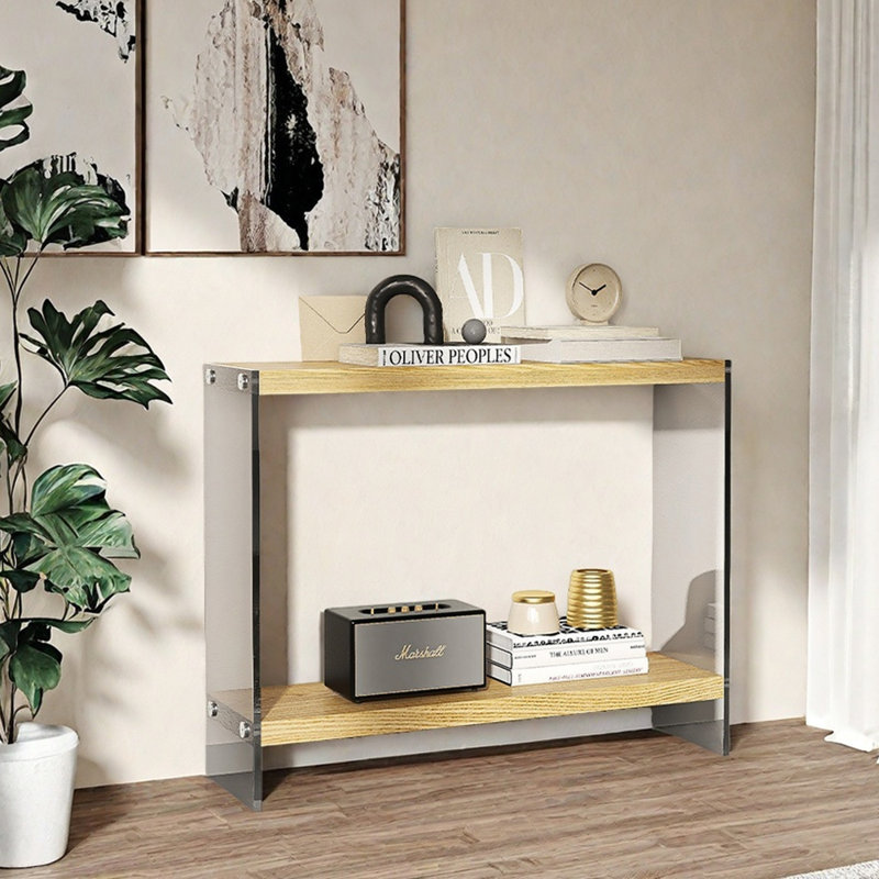 Console de style scandinave en bois massif, 31.5" H x 31.5" W x 11.8" D, Original Wood