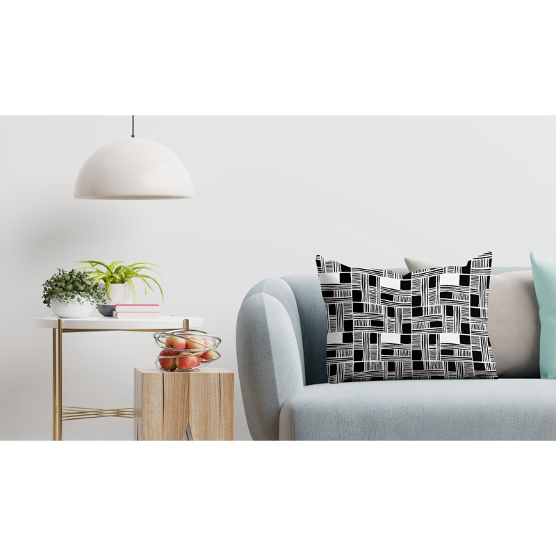 Housse et insert de coussin intérieur / extérieur Kapri, 14 po x 20 po, Noir, Rectangle