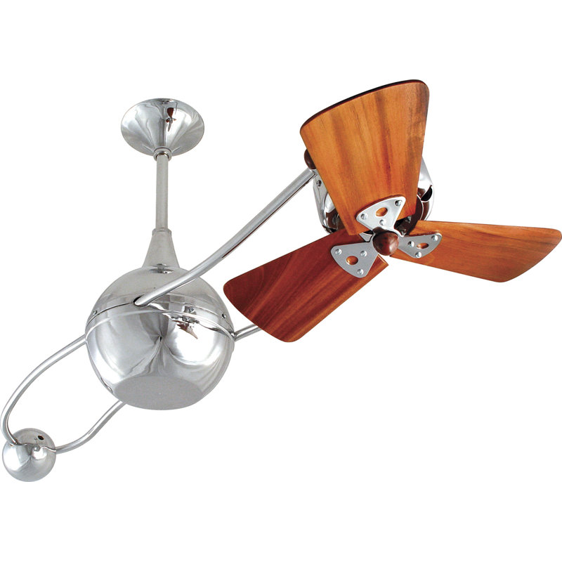 44" Brisa 2000 3 Wooden Blade Rotational Ceiling Fan, Brushed Nickel, No