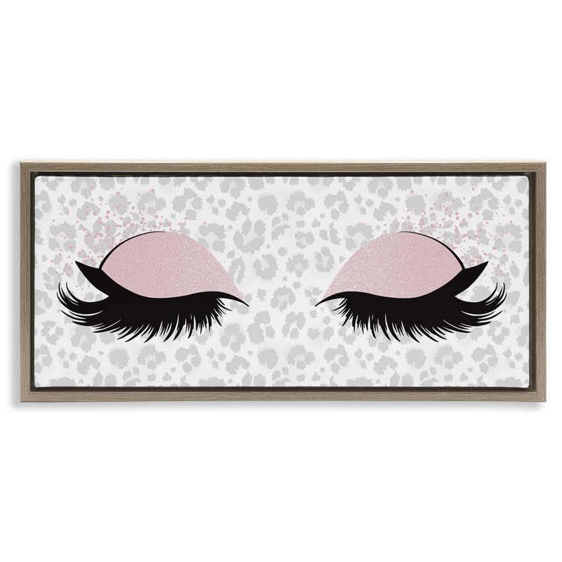 Glam Makeup Leopard Pattern, Montalcino Elm Floater Frame, 11" H x 25" W