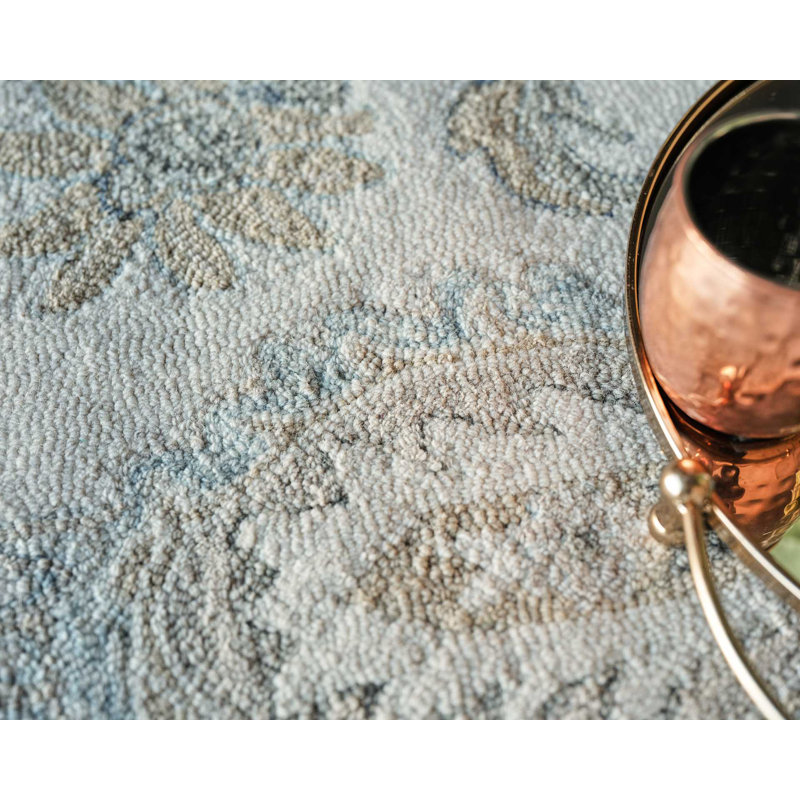 Marietta Ivory and Light Blue Handmade Wool 9' x 12' Area Rug