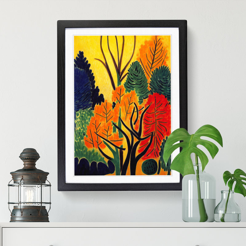 Painted Autumn Forest - Picture Frame Print, 46cm H x 34cm W x 2cm D, Walnut