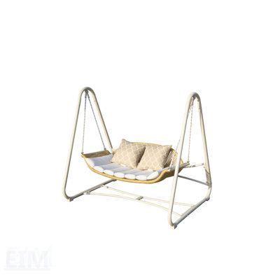Outdoor Patio Porch Swing With Thickened Cushions And Pillow, Durable Rattan Hanging Chair For Backyard And Garden