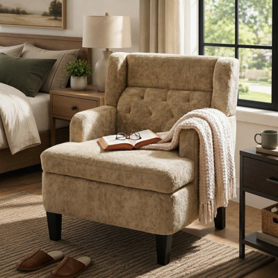 Chaise d'appoint capitonnée et rembourrée avec mousse haute densité et pieds en bouleau