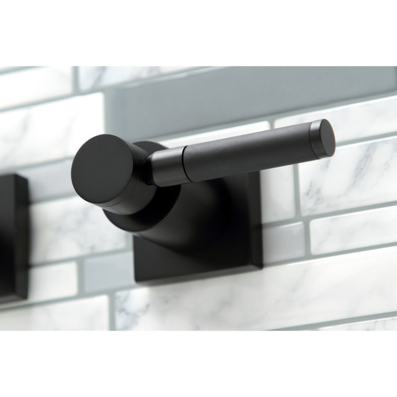 Kingston Brass Kaiser Two-Handle 3-Hole Wall Mount Roman Tub Faucet, Matte Black