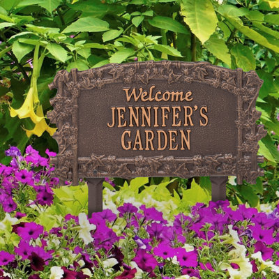 Enseigne de jardin personnalisée ivy treillis welcome