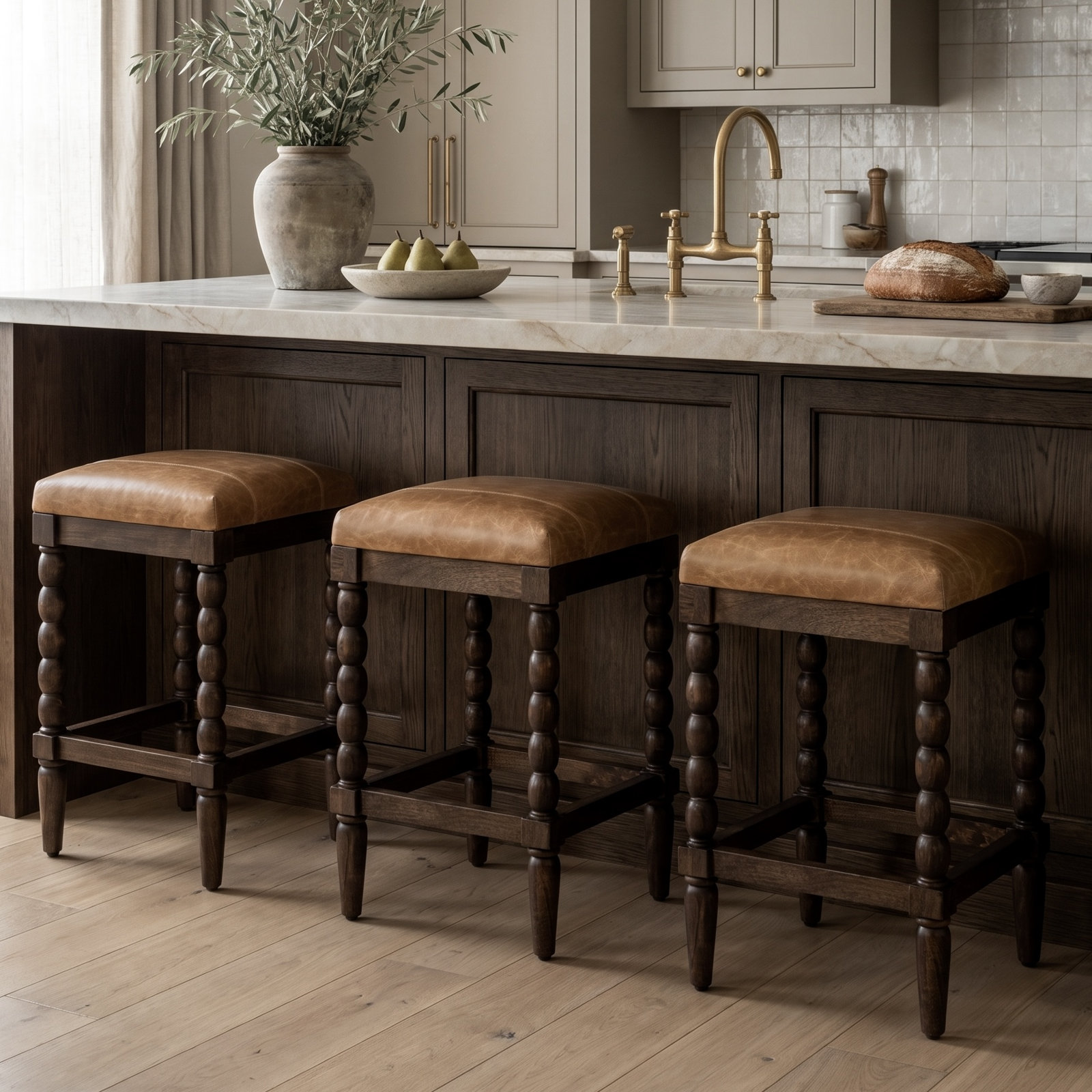 Whitmore 26" Genuine Leather Counter Stool