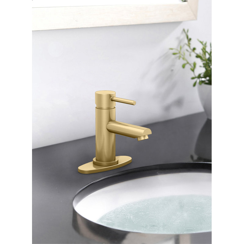 Single-handle Bathroom Faucet with Drain Assembly, Gold