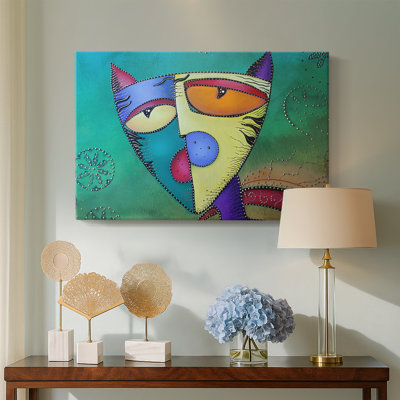 Colorful Cat (Crescent Moon Style)-Rosina Wachtmeister-Gallery Wrapped Canvas-Contemporary