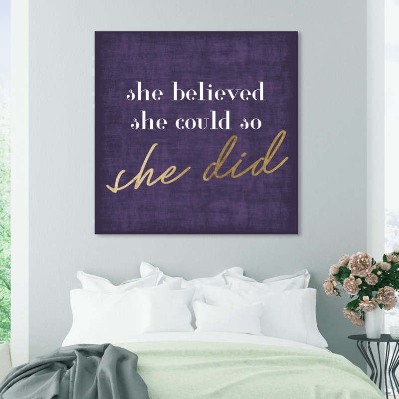 She She She She Did Purple par Oliver Gal - reproduction d'art textuel sur toile, H 40 po x l 40 po x P 1,5 po