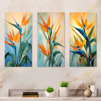 Paradises Profile Flower - Birds Of Paradise Metal Wall Art Living Room Set Of 3