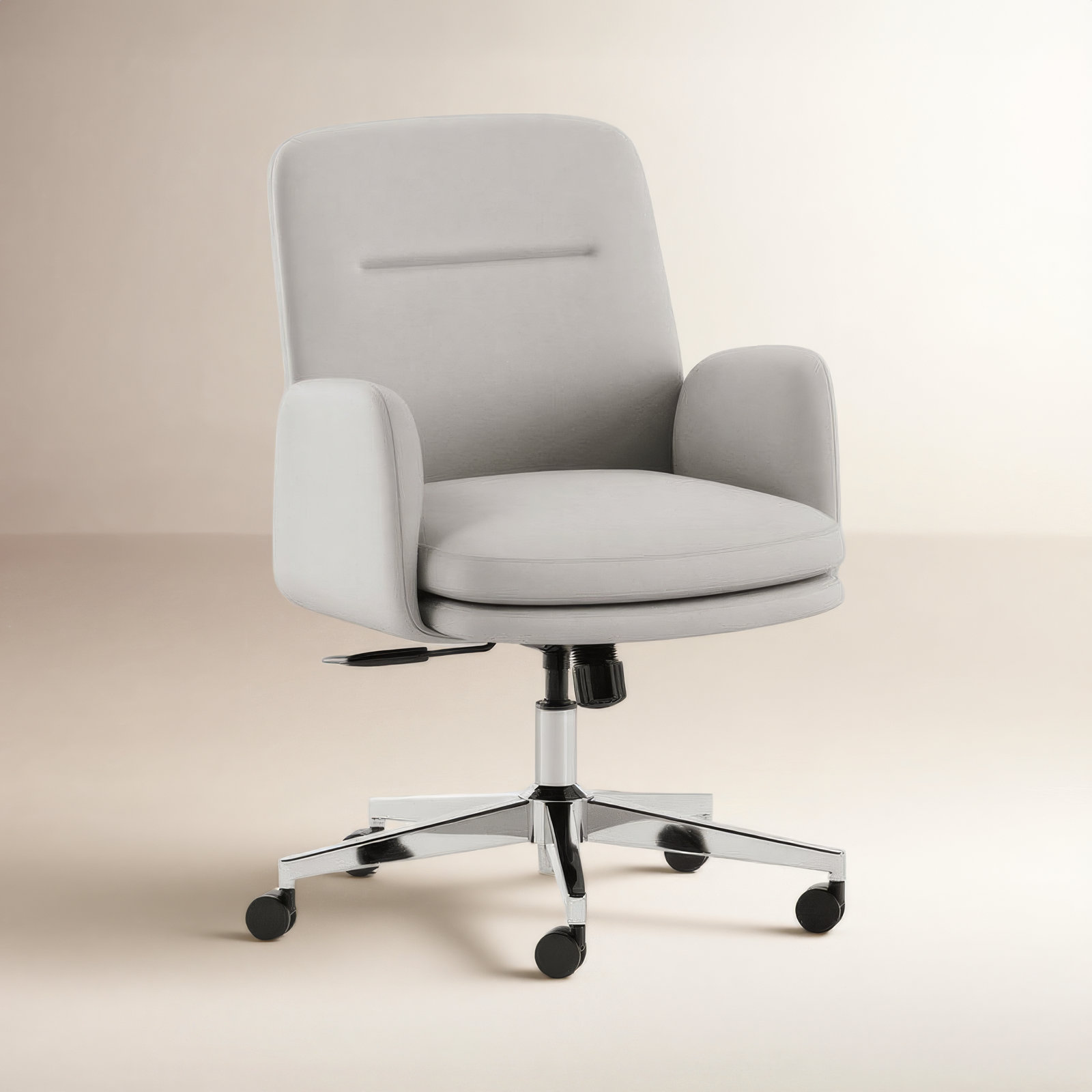 Softside Chair - High Back - Vegan Leather, Limestone, Chrome, 36