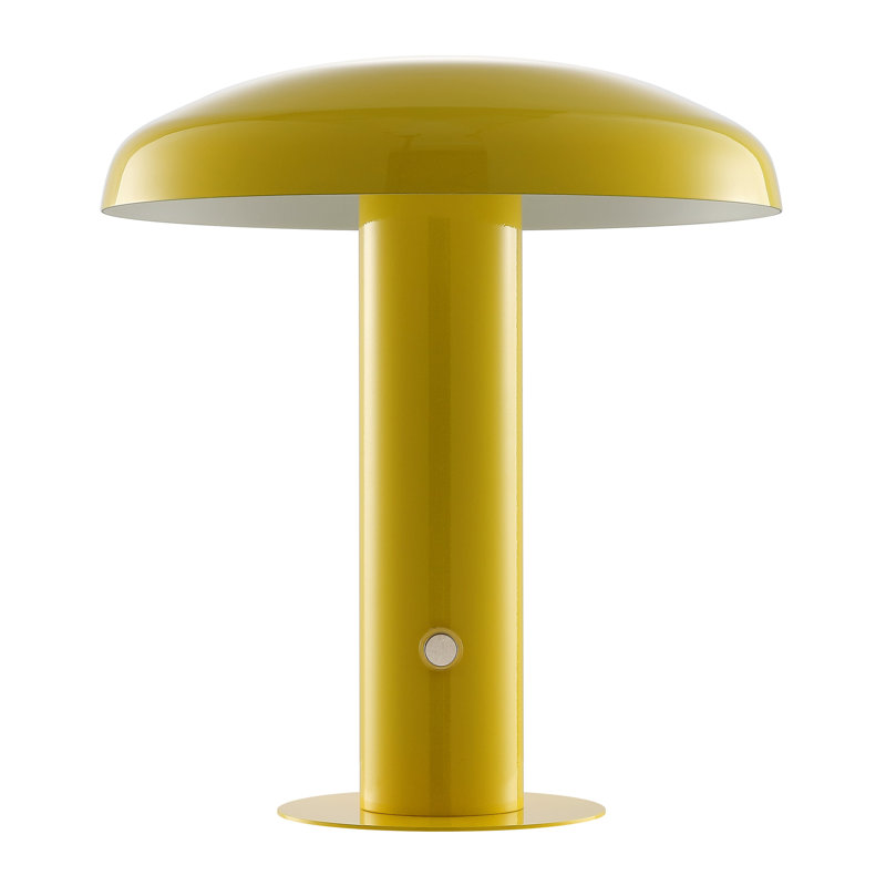 Writzer 11" Contemporary Bohemian Rechargeable/Cordless Dimmable Integrated LED Mushroom Table Lamp, Yellow