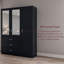 Modern 3 Door 3 Drawer Mirrored Wardrobe with Hanging Rail for Bedroom Storage & Organisation