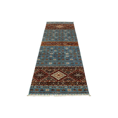 3x10 Blue and Multicolor Tribal Runner