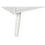 Table d'appoint en stratifié blanc, 61 cm de hauteur, style moderne, avec tiroir de rangement et ouverture pour une utilisation en bout de table dans une chambre ou un salon.