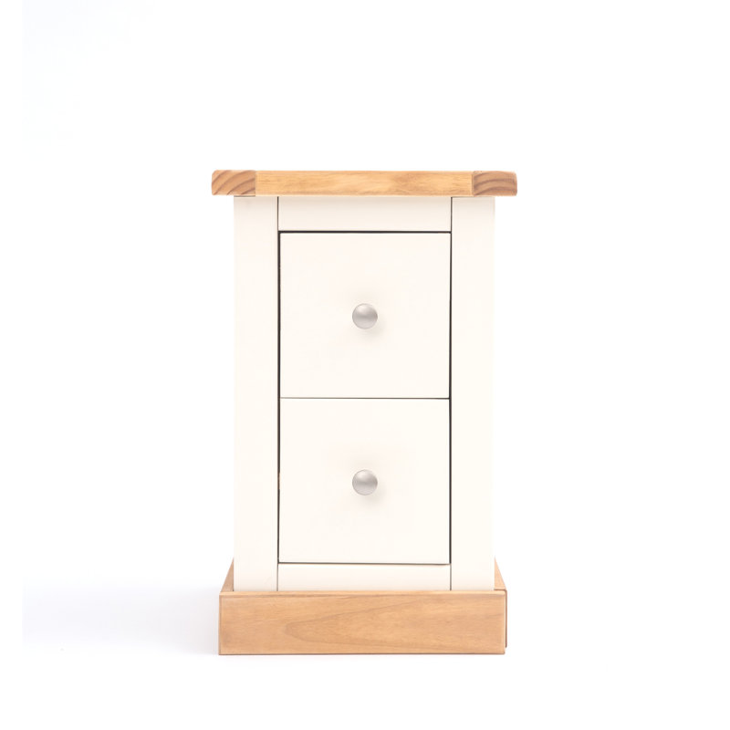 Pharsalia 35 cm W Bedside Table, Waxed/Light Grey, Brass Knob