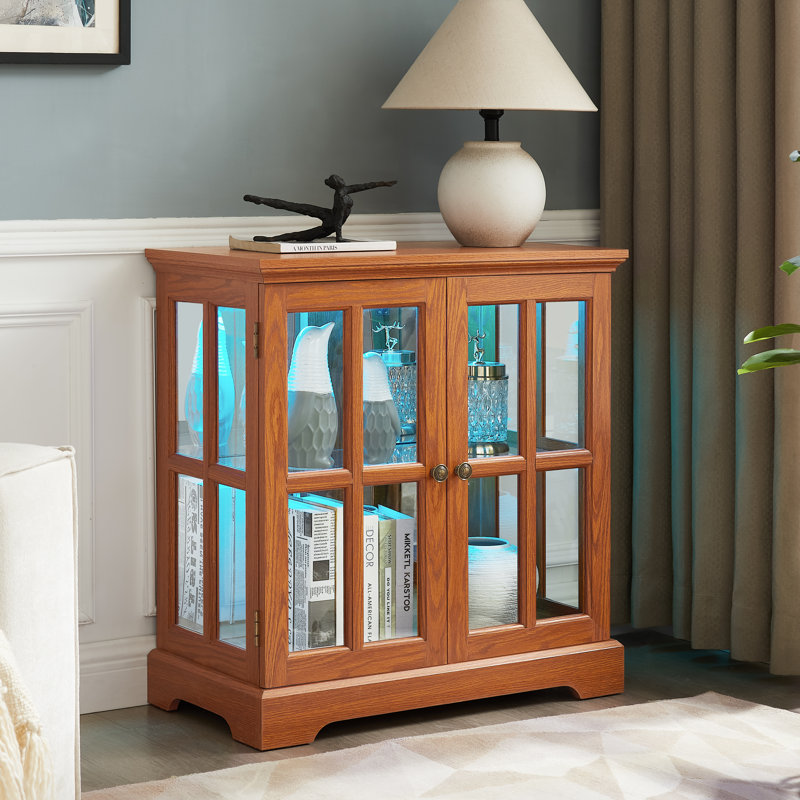 Vitrine lumineuse DEL, vitrine antique avec tablettes réglables, vitrine au design rétro