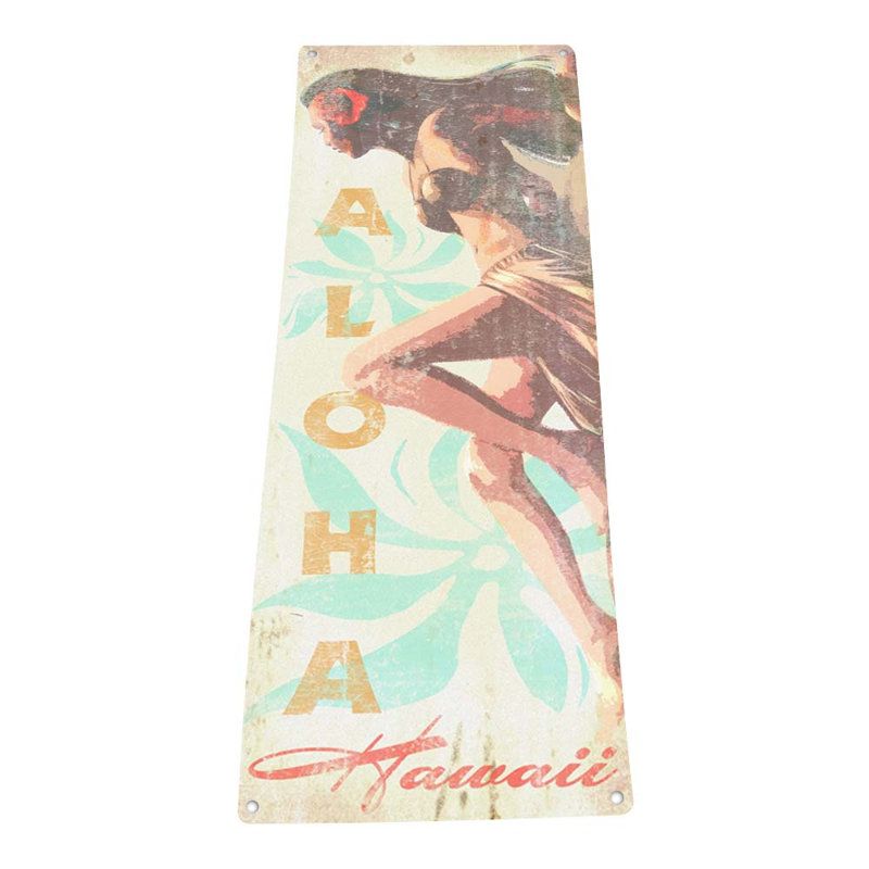 "Wahine Aloha Hawaii, plaque en métal" sur métal, H 4,25 po x l 11,5 po