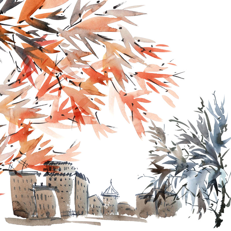 «Liria Old Town Landscape on Canvas» par Ola_Tarakanova, impression, H 12 po x l 12 po