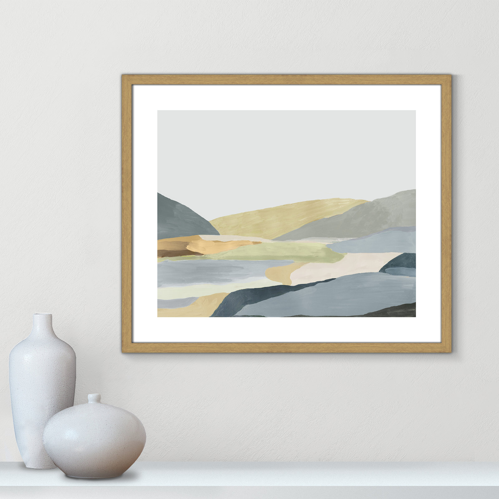 Blair "Warm Hills II" Painting, 21.5" H x 25.5" W x 0.75" D, Beige Framed Paper