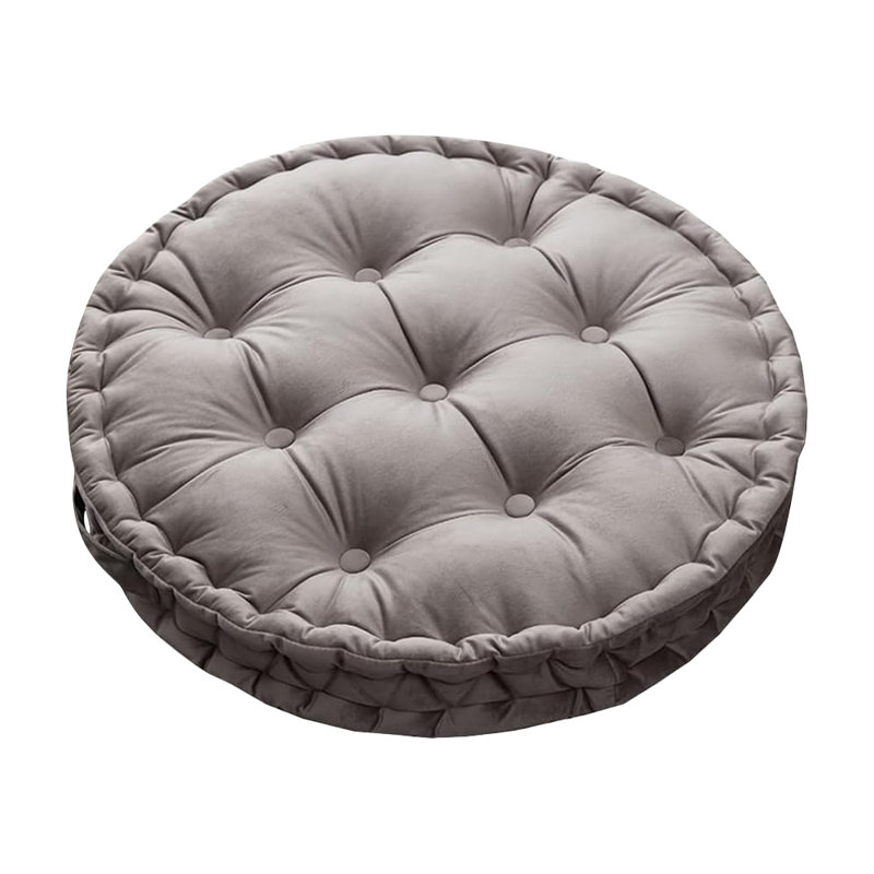 23.6" Round Solid Meditation Cushion, Thick Floor Pillow for Yoga & Tatami, Gray