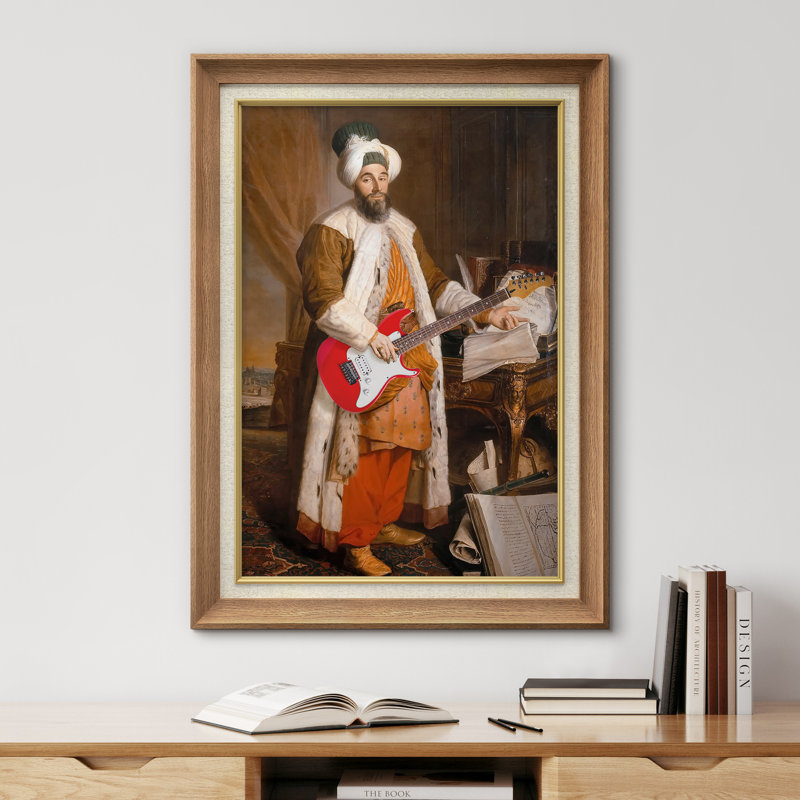 "Alteré classique", "Sultan King jouant de la guitare", reproduction d'art sur toile encadrée chic et éclectique