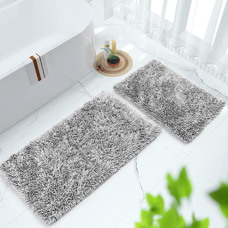 Bathroom Rug Set – 2-Piece Memory Foam Bathmats with Microfiber Top –  Non-Slip Absorbent Rugs for Shower, Laundry, or Kitchen by Lavish Home  (Gray)