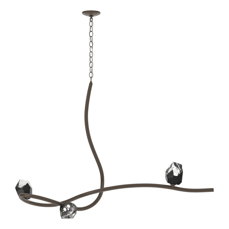 Lustre linéaire moderne unique à 3 lumières Glacier, Noir, Bronze