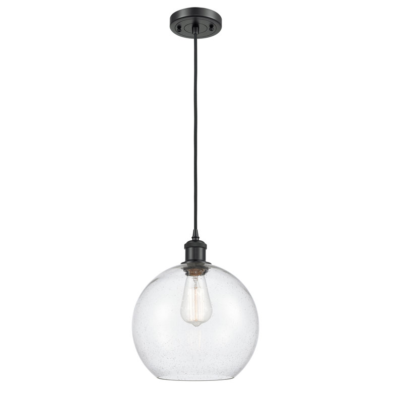 Luminaire suspendu sphère 1 lumière Baptista, Grainé, Noir mat, Ampoule DEL 6 watts Vinage