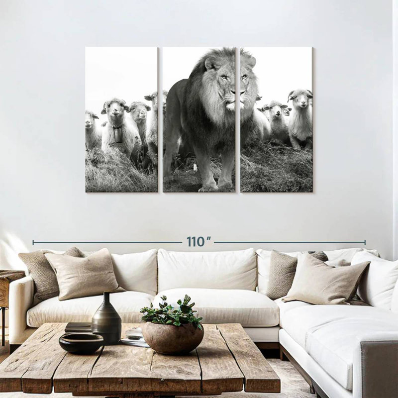 Brampt Lion Among Sheep, 48" H x 74" W