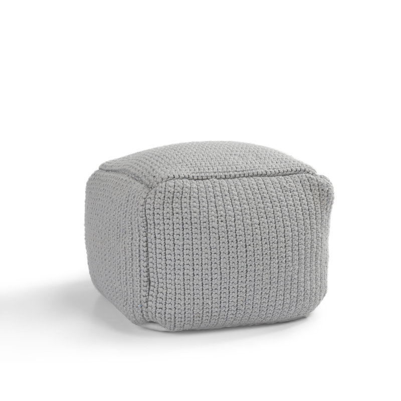 Prism Performance Handwoven Indoor/Outdoor Pouf, Gray