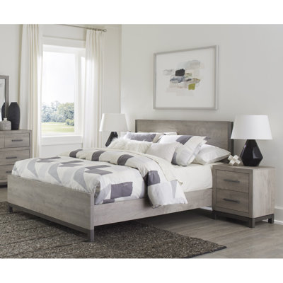 Light Gray Finish 1Pc Full Size Bed Premium Melamine Wooden Modern Bedroom Furniture